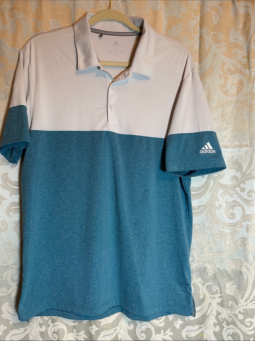 adidas Men’s Colorblock Polo Shirt - White & Teal